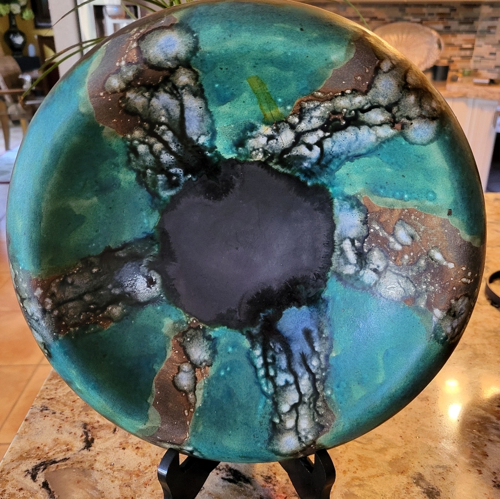 Handcrafted RAKU style pottery bowl